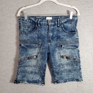VINTAGE Phat Farm Boys‎ Jean Shorts 16 Blue Biker Streetwear Zip Pockets
